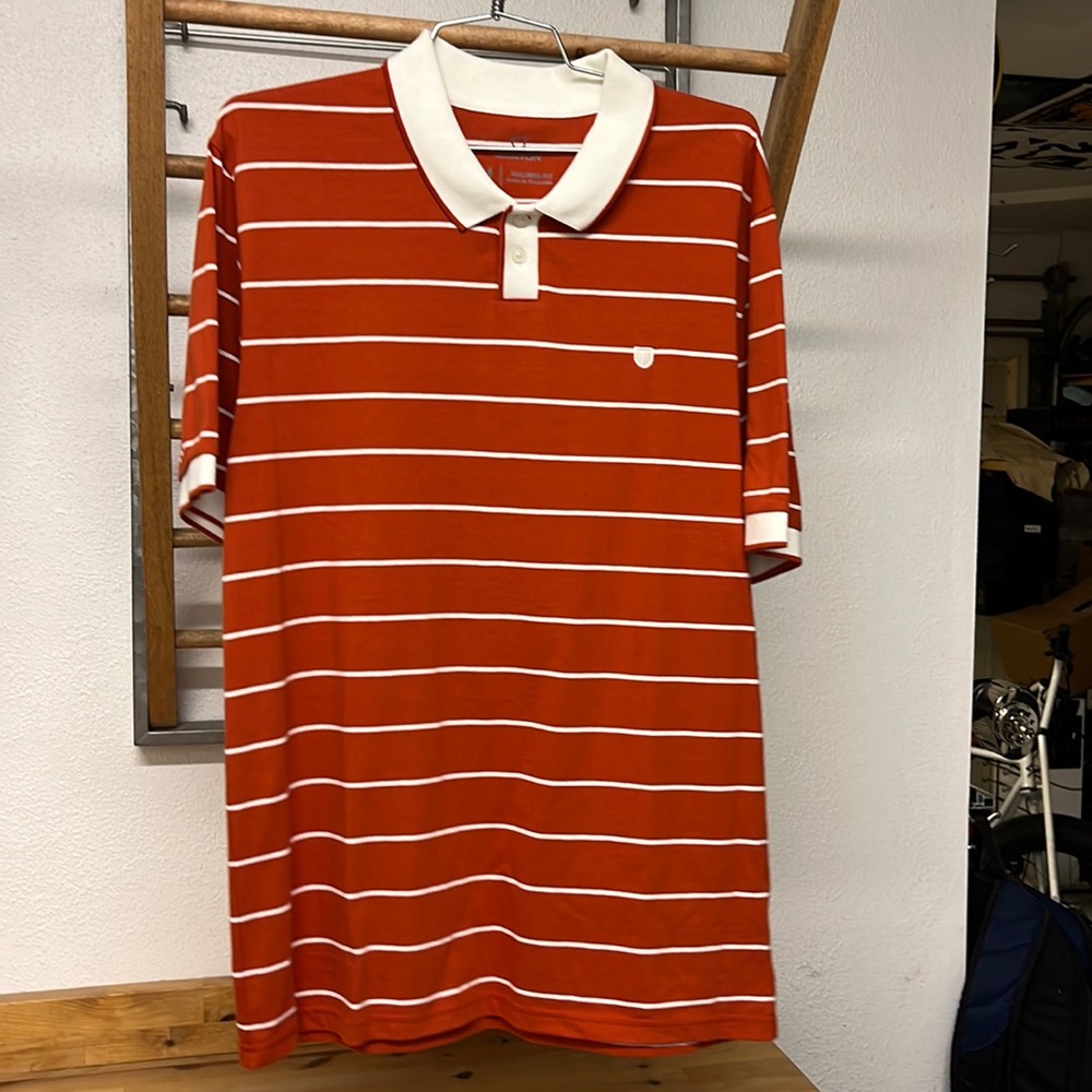 Brixton Proper Striped SS Knit Polo Burnt Orange Medium